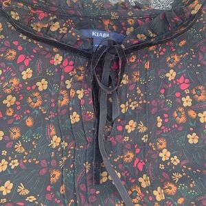 Dark Ditzy Floral Long Sleeve Sheer Boho Top